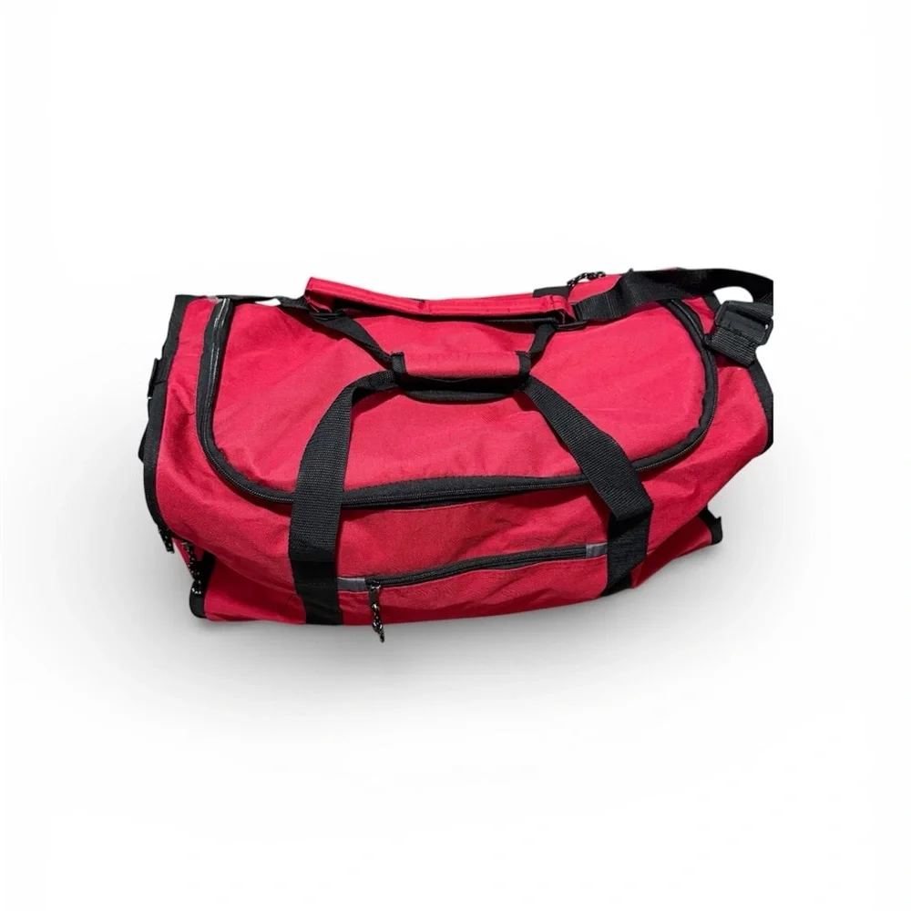 Large Red Black Duffel Bag Travel Gym Sports